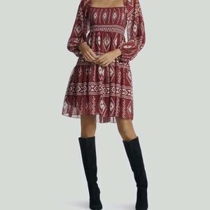 💋Sachin + Babi Red Patterned Long Sleeve Dress💋